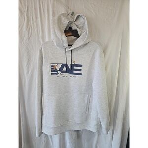 American Eagle Light Gray Hoodie with Navy Graphic
